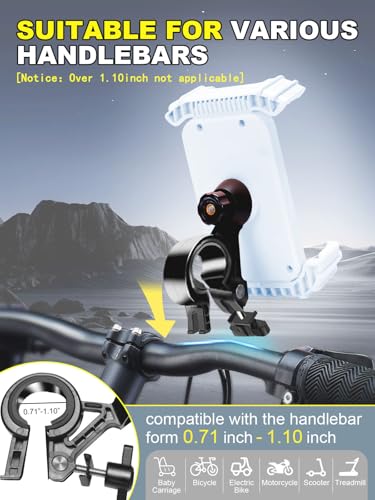 Bicycle Cell Phone Holder,Handlebar Motorcyle Bike Phone Holder,Handlebar Phone Clamp,1s Lock & Ultra-Stable,Silicone Wrapped Phone Mount,Phone Stand for E-Bike,Scooter,Stroller,ATV - color: Blue
