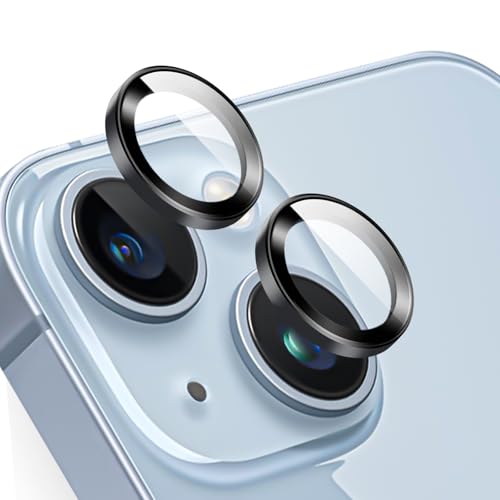 TENOC Camera Lens Protector for iPhone 14 & 14 Plus, Black - color: Black