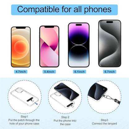 takyu Phone Lanyard, 2 Pack Adjustable CellPhone Lanyard Crossbody Neck Strap and 2 Pack Phone Wrist Strap with 2x Tether Metal Tabs for iPhone Android Smartphones-Black - color: Metal Black+black
