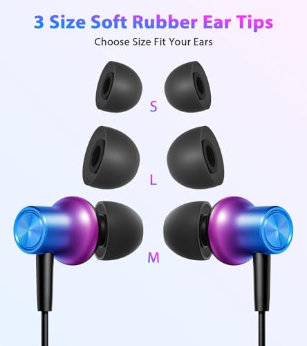 USB C Earbuds Wired Headphones Small Ear Buds with Mic for Apple/Android - color: Purple