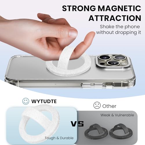 STEZHOU Magnetic Silicone Ring Grip Phone Holder, Loop Grip, Compatible with Magsafe for iPhone 12 Series (White Sparkle) - color: White Sparkle