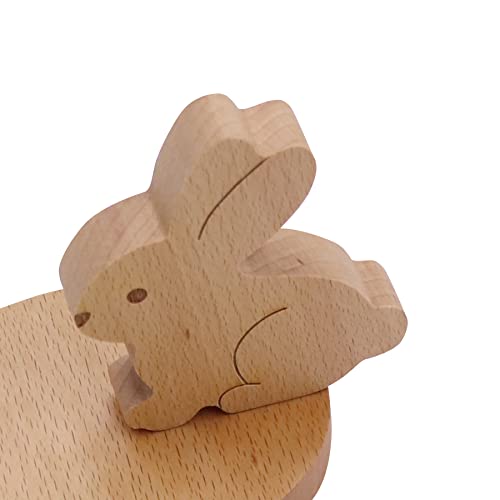 Cute Bunny Cellphone Stand Holder Wooden Smartphone Desk Holder for All Mobile Phones Animal Phone Stand Desk Ornament - color: Bunny A