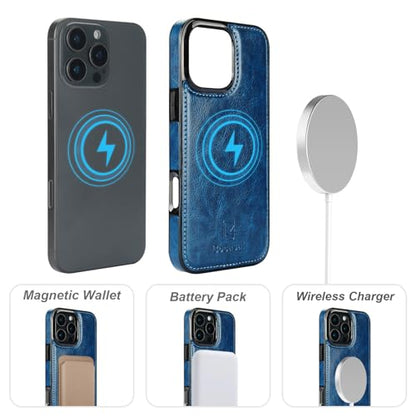 Bocasal for MagSafe Wallet Case Card Holder for iPhone 16 Pro Max Blue - color: Blue for MagSafe