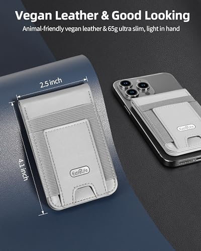 For Magsafe Wallet with Adjustable Stand, 10 Cards Holder, RFID Blocking | Strongest Magnetic Wallet for iPhone 17/16/15/14/13/12 Series, 4 Card Slots, ID Window, Vegan Leather, Gray - color: Light Gray