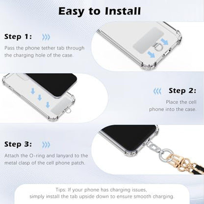 MoKo Heavy Duty Phone Tether Tab ×2, 360° Rotatable Spring O Ring ×2 - color: Silver