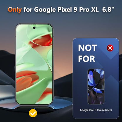 [2 Pack] 4 Way 360 °Matte TPU Privacy Screen Protector for Google Pixel 9 Pro XL (Not Glass), Fingerprint Sensor Compatible, Anti-Glare Full Adhesive Flexible Film