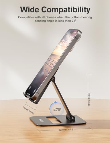 Nulaxy 2 Pcs Aluminum Dual Folding Cell Phone Stand for Desk Black&Rosegold - color: A-Black & Rose Gold