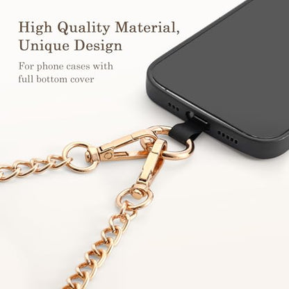 Diaclara Clip and Go Chain Phone Strap with Zipper Pouch- Stylish Crossbody Adjustable Chain Lanyard with Leather Wallet for All Phones, Black - color: Chain Black