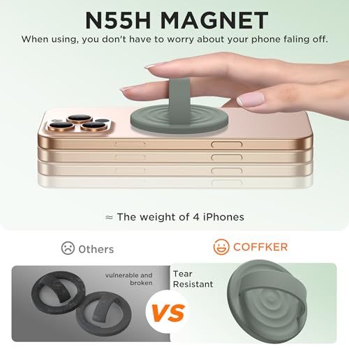Magnetic Phone Grip for MagSafe, Silicone Ring Grip, Calke Green - color: Calke Green