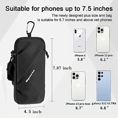 Phone Holder Arm Bands, Small Crossbody Shoulder Holsters Bag with Arm Band, Fits iPhone and All Cell Phones, Use for Running, Walking, Hiking & Biking (Plus Size,Black) - color: Black