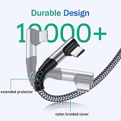 USB A to USB C Cable, 10ft USB C Cable Right Angle Fast Charging - color: Grey, size: 10ft
