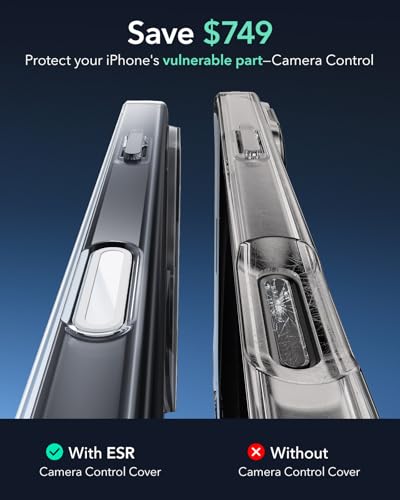 ESR iPhone 16 Pro Max Case, Camera Control Cover, Compatible with MagSafe, Shockproof Military-Grade Protection, Magnetic Phone Case for iPhone 16 Pro Max, Classic Hybrid Case, Clear Shimmer - color: B-Clear Shimmer, size: iPhone 16 Pro Max 6.9 inch