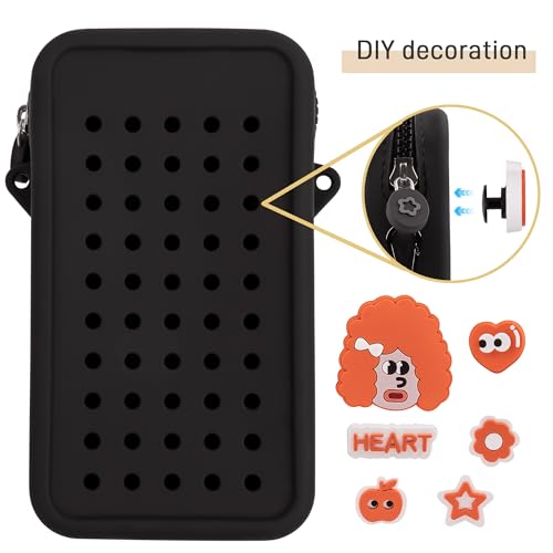 CANDY Small Crossbody Bag with Wide Shoulder Strap and Larger Holes for Charms – Adjustable, Stylish, and Comfortable Everyday Bag (Black) - color: Black Updated