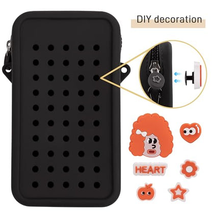 CANDY Small Crossbody Bag with Wide Shoulder Strap and Larger Holes for Charms – Adjustable, Stylish, and Comfortable Everyday Bag (Black) - color: Black Updated