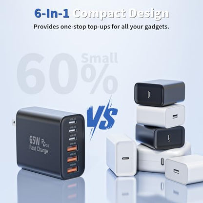 3 Pack 65W Apple USB C Charger Fast Charging,PD Power Adapter+ QC Wall Plug - color: Black, size: 3Pack