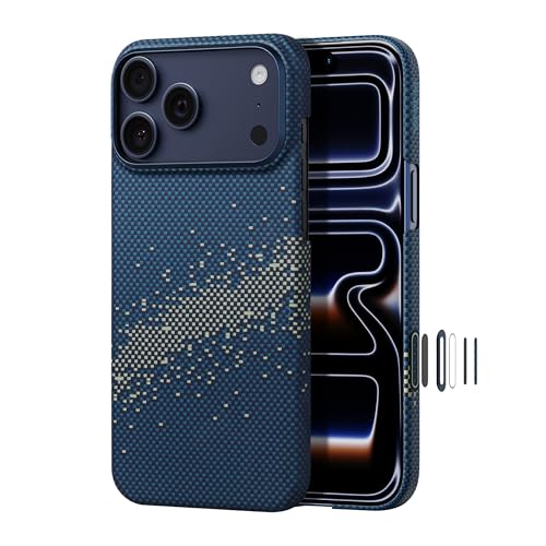 pitaka for iPhone 17 Pro Case 6.3" with Camera Control Button, Compatible with MagSafe, Ultra-Slim Case with Caseless Touch Feeling, 1500D Aramid Fiber Woven, Milky Way Galaxy - color: Milky Way Galaxy