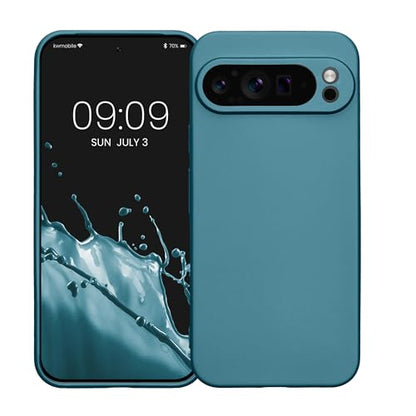 kwmobile Case Compatible with Google Pixel 9 Pro XL Case -Soft TPU Back Phone Cover - with Metallic Look - Metallic Caribbean Blue - color: Metallic Caribbean Blue