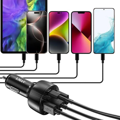 USB C Car Charger Adapter, 5 Ports 75W PD 3.0 - color: black/2pack