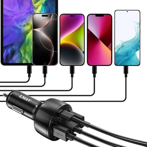 Super Fast Car Charger USB C Adapter 5- Port PD 45W - color: black/1pack