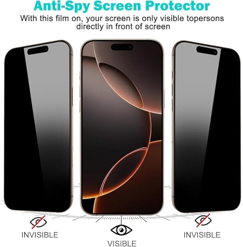 3 Pack for iPhone 17 Privacy Screen Protector +2 Camera Lens Cover - size: iPhone 17 (6.3 inch)