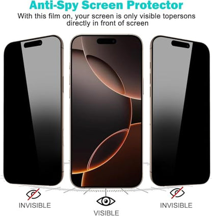 3 Pack for iPhone 17 Privacy Screen Protector +2 Camera Lens Cover - size: iPhone 17 (6.3 inch)