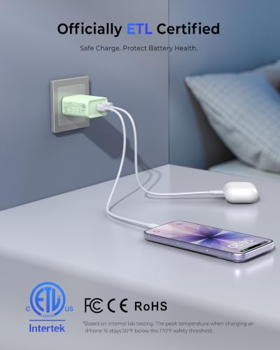 USB C Wall Charger, 3Pcs 20W PD + QC USBC Charger Block Super Fast Power Output Rapid Charging Box Wall Plug Cube for Phone 16/17, Samsung Galaxy S24, Motorola, LG, Google Pixel 6Pro, Mint Green - color: Mint Green