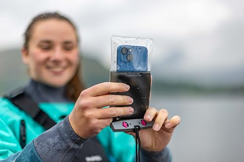 Aquapac Waterproof Phone Case, Small, Grey | iPhone and Android, Made in The UK, Hiking, Mountain Biking, Running Accessory, Floating, IPX8 certified to 30 ft deep. - color: Grey/Pink, size: Small