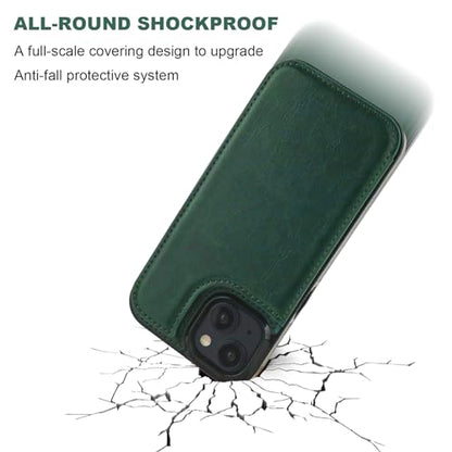 ONETOP for iPhone 15 Wallet Case with Credit Card Holder,Green | Kickstand,ID/Cash Holder,Case Wallet with Card Slots,Double Magnetic Clasp,Durable PU Leather Shockproof Cover for Women Men - color: Green