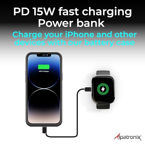 Alpatronix iPhone 15 Pro Max and 15 Plus Battery Case, Strong Slim Portable Protective Extended 15W Fast Charger Case and Power Bank. iPhone 15 Pro Max&15 Plus Rechargeable Charging Case Black - size: iPhone 15 Pro Max/15 Plus 6.7"