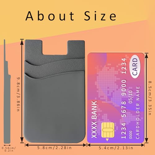 3 Pack Dark Grey Adhesive Phone Wallet Stick on Card Holder for Phone Case - color: Grey