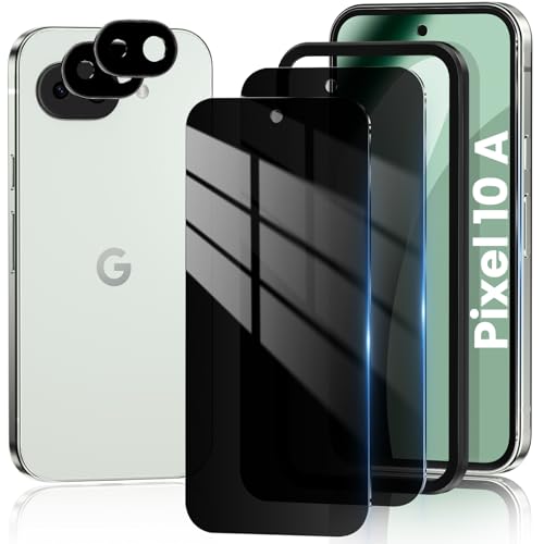 2+2 Pack for Google Pixel 10A Privacy Screen Protector & Camera Lens Protector, Support Fingerprint Unlock, Anti Spy Tempered Glass, Case Friendly, Bubble Free, Easy Installation - size: Google Pixel 10A