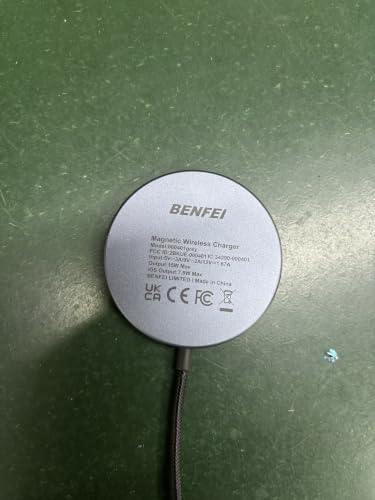 BENFEI Magnetic Wireless Charger Compatible with MagSafe for iPhone 17/16/15/14/13/12, Aluminum, up to 7.5W, 1.5m Cable - color: Grey