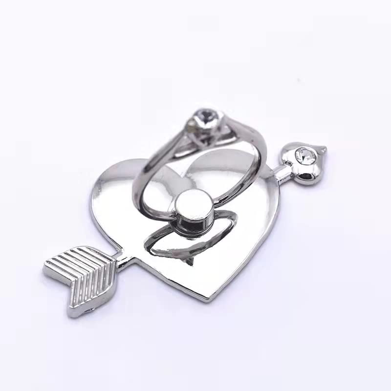 Love Heart Ring Holder for Cell Phone Case, Cupid's Arrow Bling Glitter Sparkly Cell Phone Ring Holder for Phone, Silver iPhone Ring Holder Grip for Back of Phone, Cute Ring Finger Kickstand Stand - color: Phone Ring Holder 4