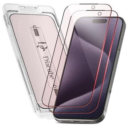 2-Pack Red Light Converter Screen Protector for iPhone 15 Pro Max, Quantum Dot Technology Converts Blue Light to Red Light for Better Sleep & Eye Comfort, 9H Tempered Glass with Easy-Install Frame - size: iPhone 15 Pro Max