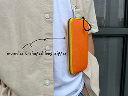 OneJoy Neoprene Phone Pouch, Lightweight Protective Cellphone Sleeve with Large Zipper Opening, Inner Pocket, Thermal Insulated, Durable Cell Phone Carrier for iPhone & Smartphones [ Orange ] - color: Orange