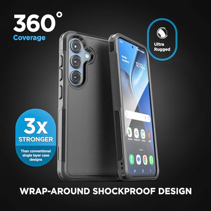 Encased for Samsung Galaxy A16 5G Case with Belt Clip, (Challenger Series) Dual-Layer Protection and Phone Holster (Black) - size: A16