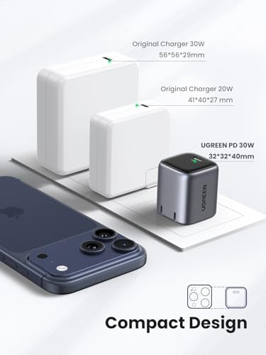 UGREEN Nexode 30W USB C Charger, GaN Fast Charger for iPhone 18, Black - color: Black