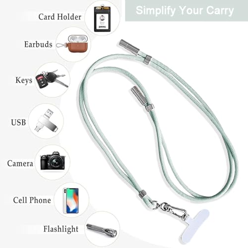 2-in-1 Phone Lanyard USB-C Charging Cable, 60W Fast Charge Braided Crossbody Strap, Adjustable Anti-Lost Cord - color: Green