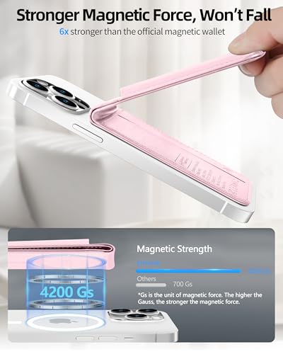 ExtreLife for Magsafe Wallet, Works with Apple Find My, 6 Cards Holder - color: Baby Pink