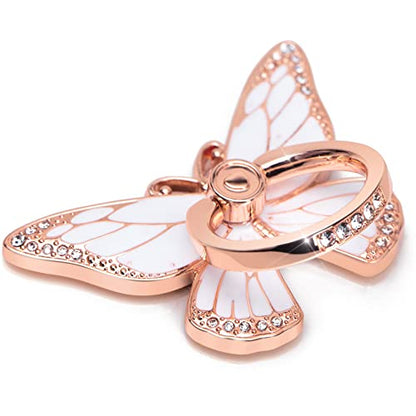 Doflyesky Butterfly Cell Phone Ring Grip Holder, 360 Degrees Rotation Phone Ring Grip Stand, Metal Finger Kickstand Compatible with iPhone, Samsung Galaxy, Android Phone Cases