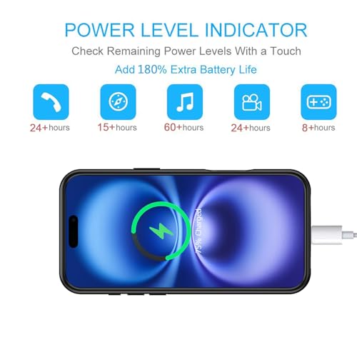 Battery Case for iPhone 16, Upgraded 10000mAh Portable Protective Charging Case with Wireless Charging Compatible with iPhone 16 (6.1 inch) Rechargeable Battery Pack Charger Cover with Carplay (Black) - size: iPhone 16