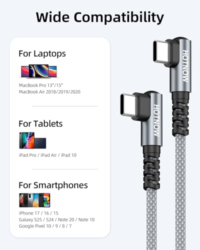 Short Right Angle USB C to USB C Cable 1FT 3Pack 65w - color: Grey and White, size: 1FT