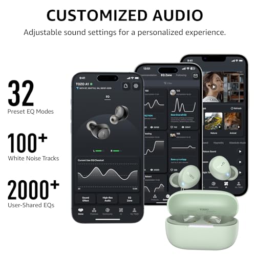 TOZO A1 Wireless Earbuds Bluetooth 5.3 Light Weight in Ear Headphones - color: Green