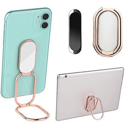 Phone Ring Holder Finger Kickstand, Foldable 360° Rotation Cellphone Grip for Desk, Office Desktop, Cell Phone Stand Compatible with iPhone iPad Smartphones Tablets (with Magnetic Car Mount) - color: Rose Gold