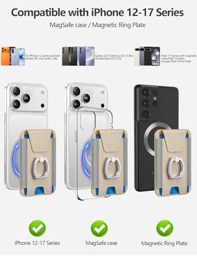 for Magsafe Wallet with Grip; 6-Card Holder; Stronger Magnetic Phone Wallet - color: Gold
