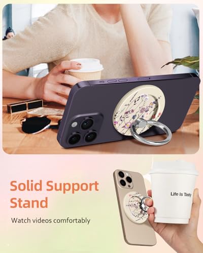 Lotadilo Magnetic Phone Ring Holder, Cute Phone Grip Stand, Purple Flower - color: Purple