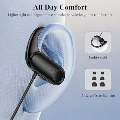 Wired 3.5mm Jack Earbuds with Mic Over Ear Headphones for iPod Laptop Black