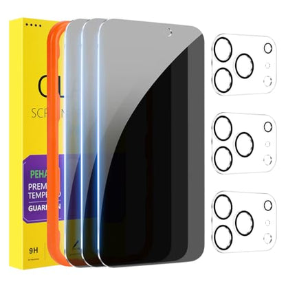 PEHAEL for iPhone 17 Pro Privacy Screen Protector+Camera Lens Protector