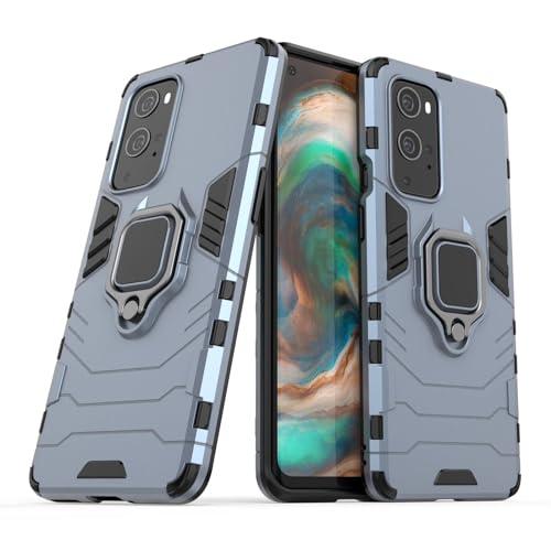 Max Power Digital Magnet Case for OnePlus 9 Pro Shockproof Hard Phone Cover with Grip, Metal Ring Kickstand Bumper Shell [Compatible with Magnetic Car Mount] (Navy) - color: Navy, size: OnePlus 9 Pro