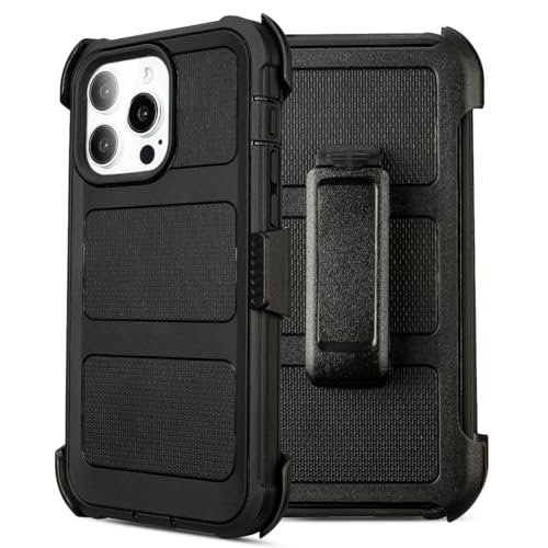 for Defender Case iPhone 14 Pro Phone Case with Belt Clip Holster Kickstand | for iPhone 14 Pro Heavy Duty Case Dustproof Port Protective Rugged Sturdy Cover for iPhone Case 14 Pro Work Outdoor Black - color: Black